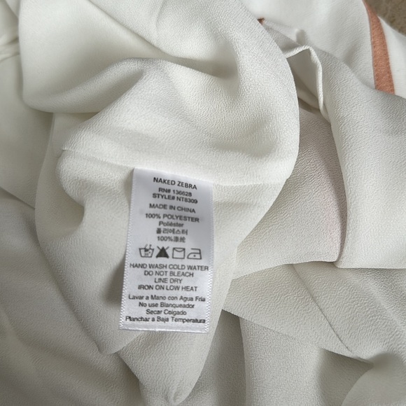 Naked Zebra White Tank w/blush pink accent. Half zip front - Picture 5 of 5